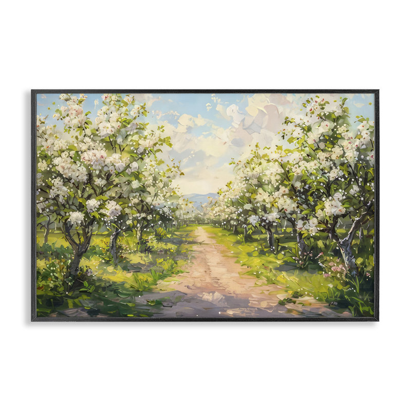 Chemin à travers les arbres en fleurs, estampe numérique, design par LSR Creative Studio, H 12 po x l 18 po