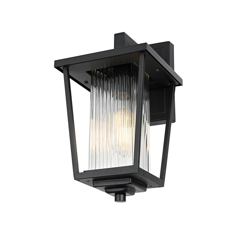 Musson Outdoor Wall Sconce in Black, 13" H x 6.5" W x 8" D