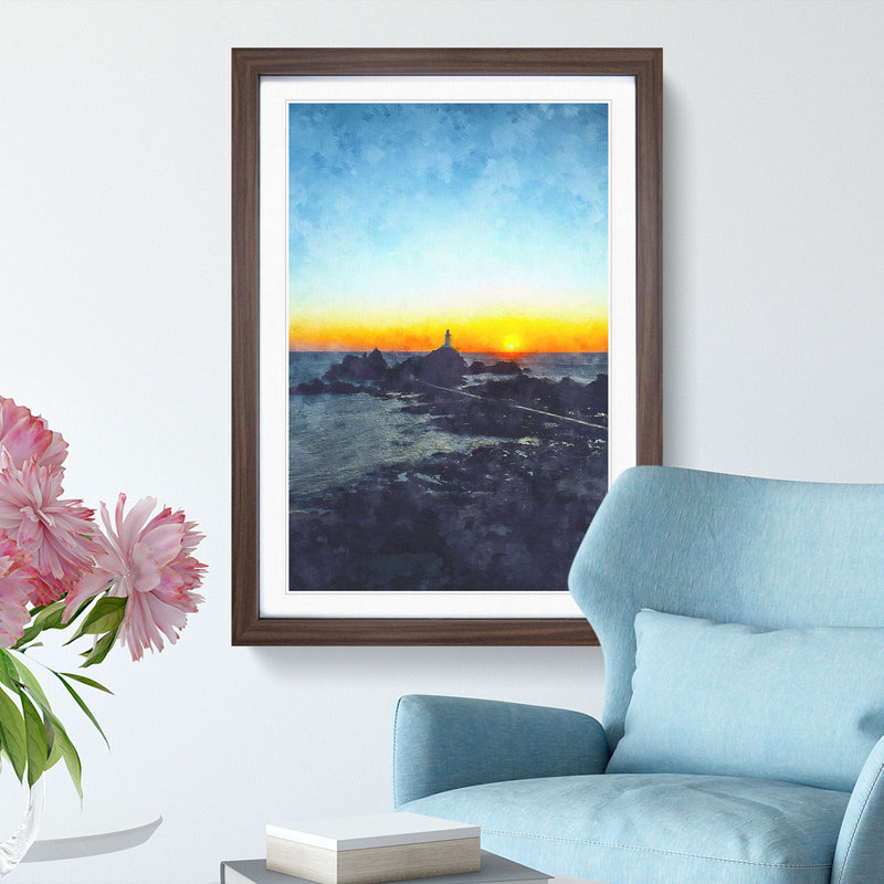 Lighthouse in Jersey - Framed Print, 33cm H x 24cm W x 2cm D, Walnut Framed