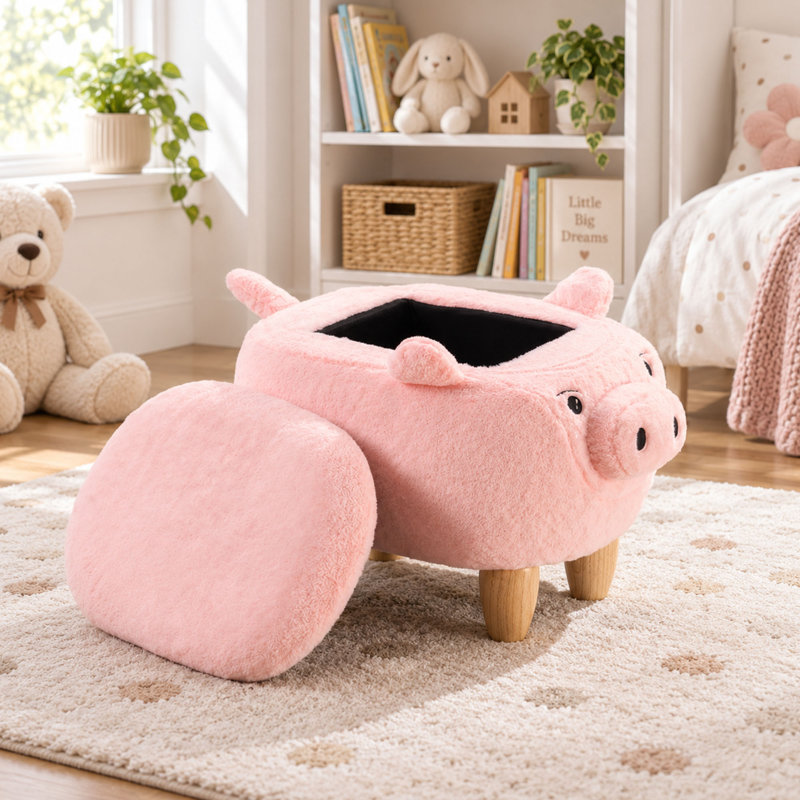 Upholstered Fabric Storage Footstool