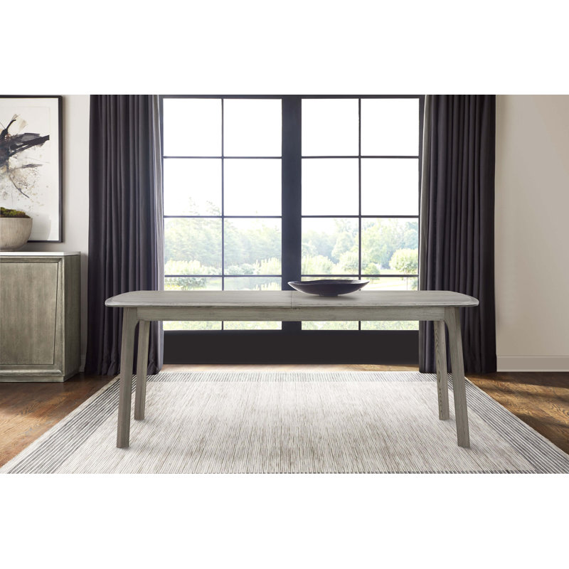 Ambere Extendable Oak Solid Wood Dining Table, Silver/Gray/Oak