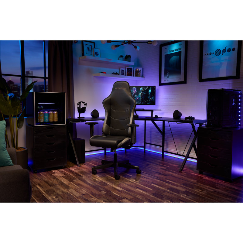 RESPAWN 110 Ergonomic Gaming Chair - Reclining Office Video Game Swivel Chair with Lumbar Support, Headrest, Heavy Duty, High Back, Racing Style Gaming Recliner Seat for Computer Gamer