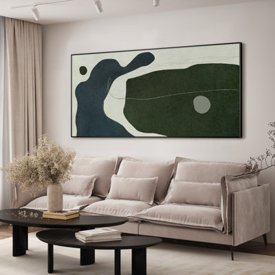 Extra Large Geometric Abstract Wall Art Print - Green Contemporary Artwork Modern Decor for Living Room or Bedroom, Frame Assembly Required (Frame Assembly Required)