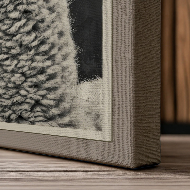 Alpaca Portrait Japandi - Wrapped Canvas, 24x16 - 61.0 x 40.6 cm, Taupe Border