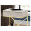 Table d'appoint moderne avec tiroir de rangement - table d'appoint en métal doré aspect marbre beige, table de bout pour le salon, table de chevet pour la chambre à coucher
