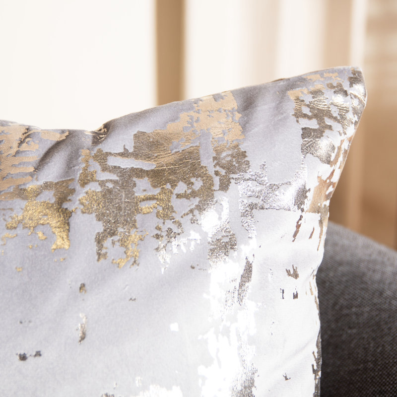 Abstract Throw Pillow, Silver/Beige