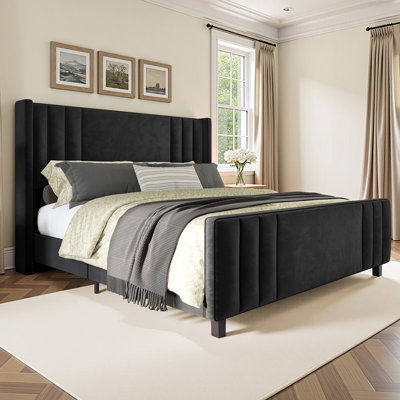 Dierra Upholstered High Headboard Storage Bed w/Hydraulic Gas Lift, Wood Slat System & Under Bed Storage