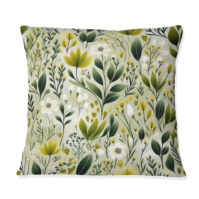 Coussin décoratif en polyester Meadow Greenery Botanical Green I, H 18 po x l 18 po