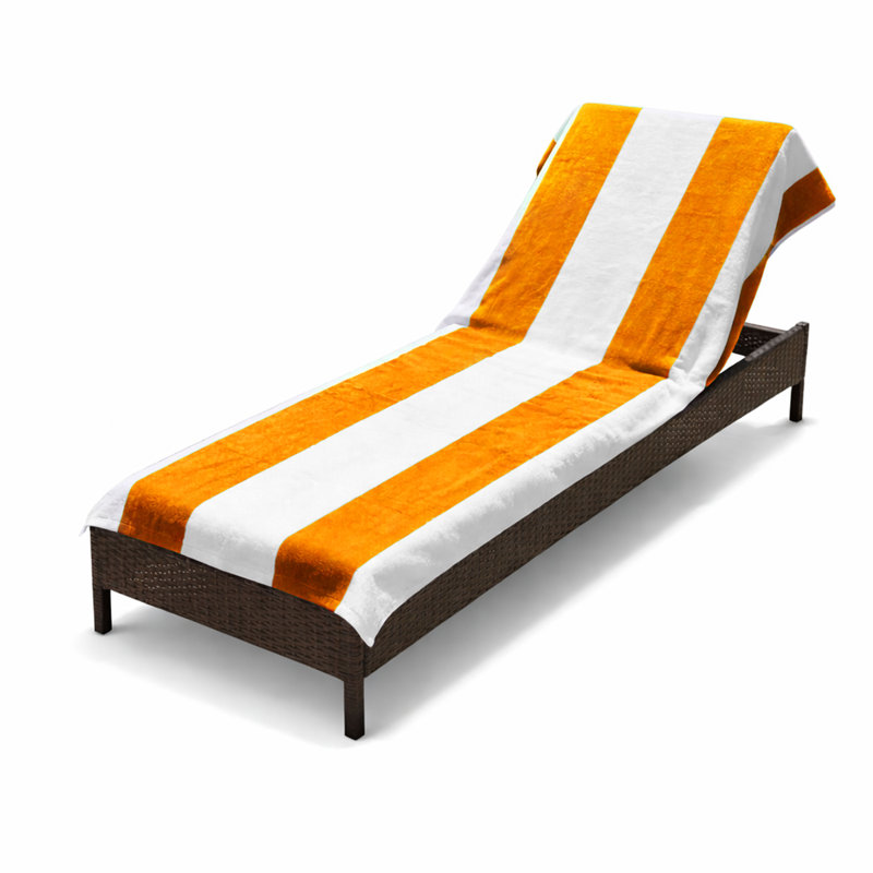 Narcissa Cotton Cabana Stripe Standard Size Beach Towel Chaise Lounge Chair Cover, Orange