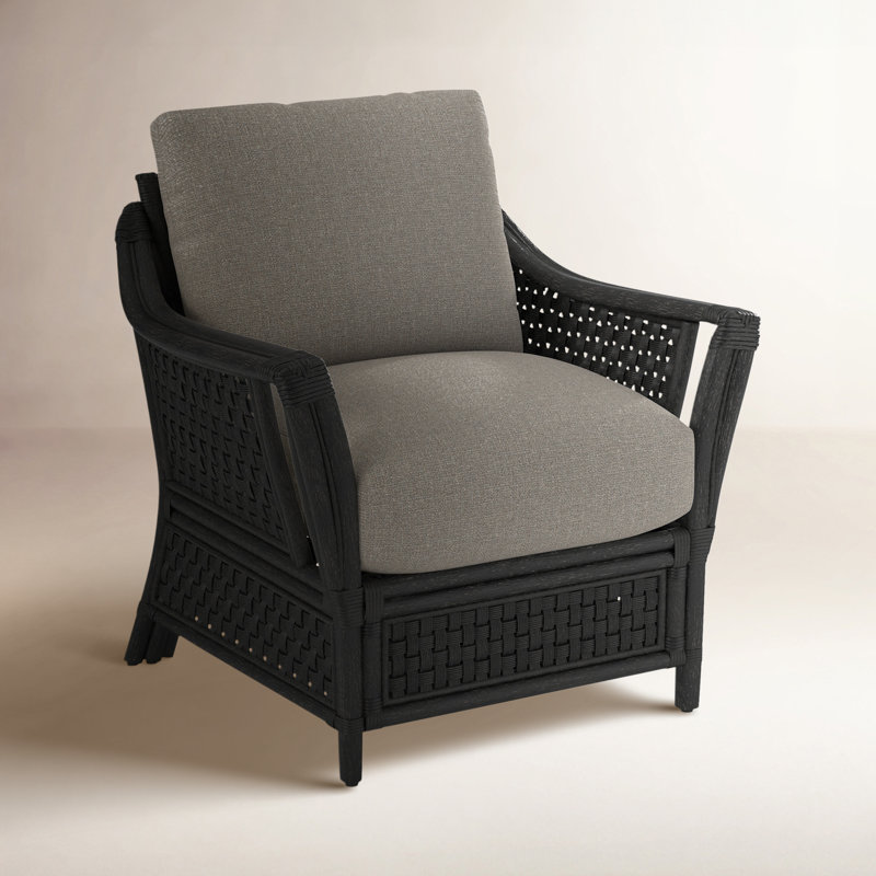 Boca Upholstered Armchair, Antique Black, Beige/Gray Plaid; 0107-84