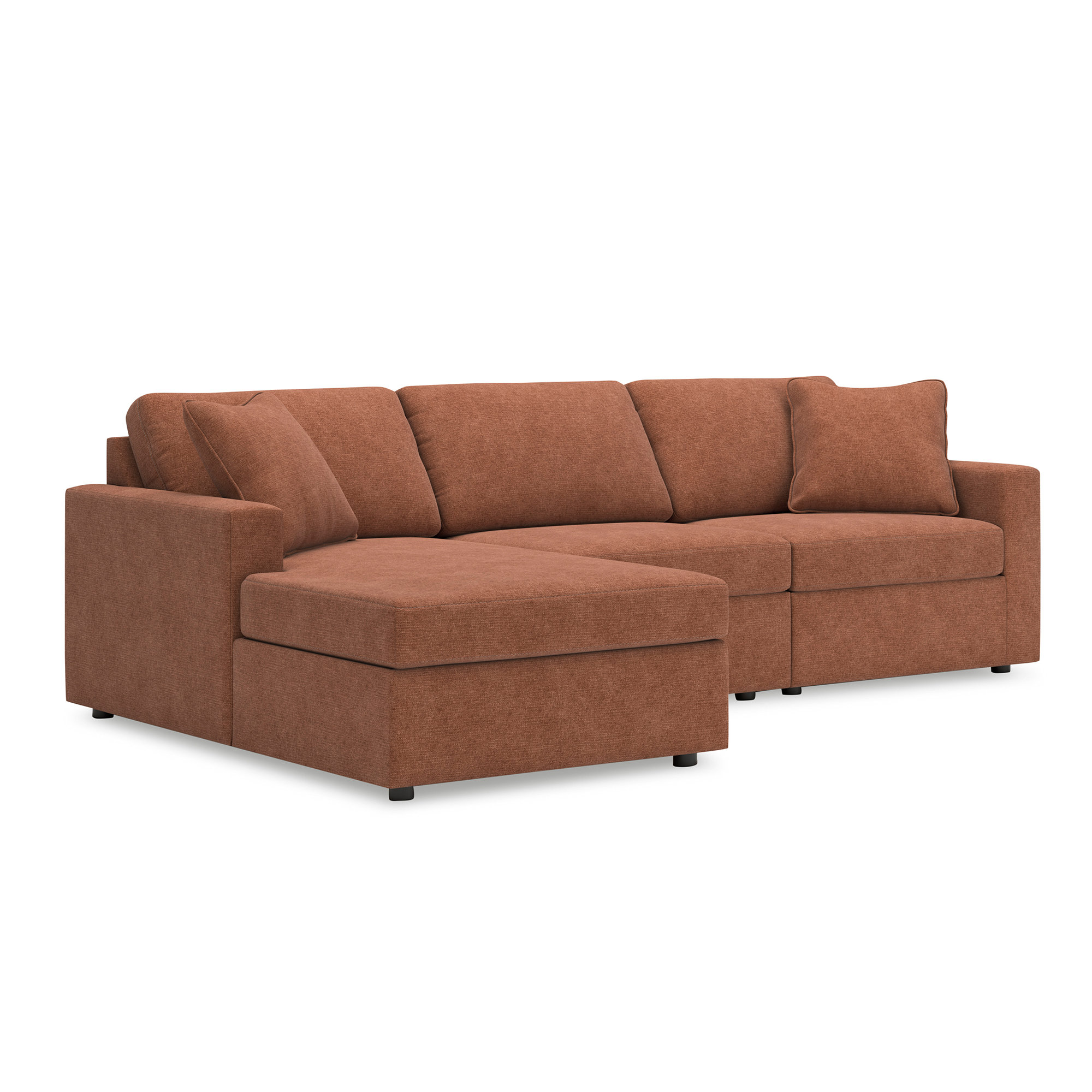 Bulwell Sectional With Chaise, Left Hand Facing, 36" H x 109" W x 68"D, Brown Polyester
