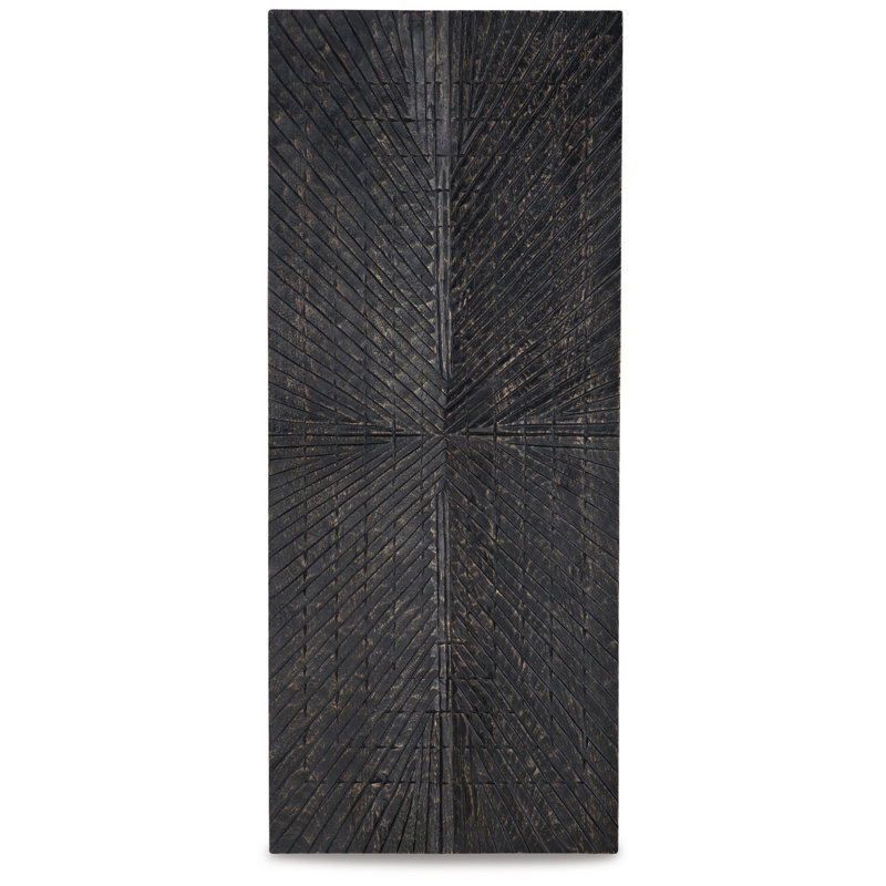 Ernest Wall Decor, Carved Sunburst Design, Wood Panel, Black