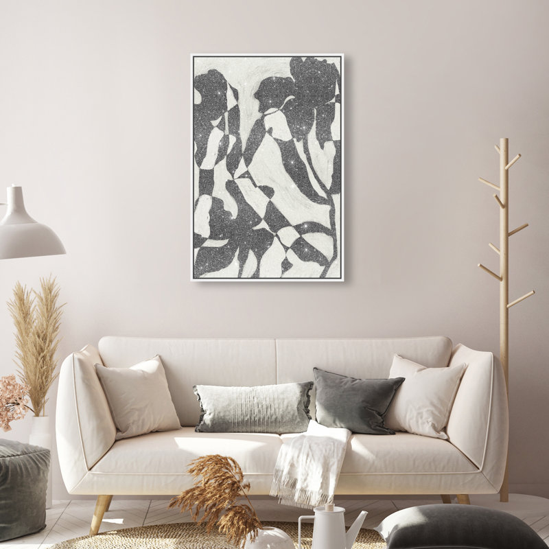 Floral Contrast Print by Oliver Gal, 16"H x 11"W, White Floater Frame
