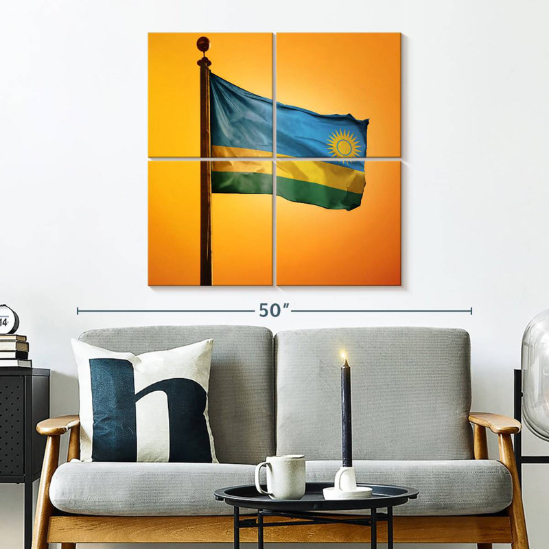 Borges Rwanda Flag Sunset, 32" H x 32" W