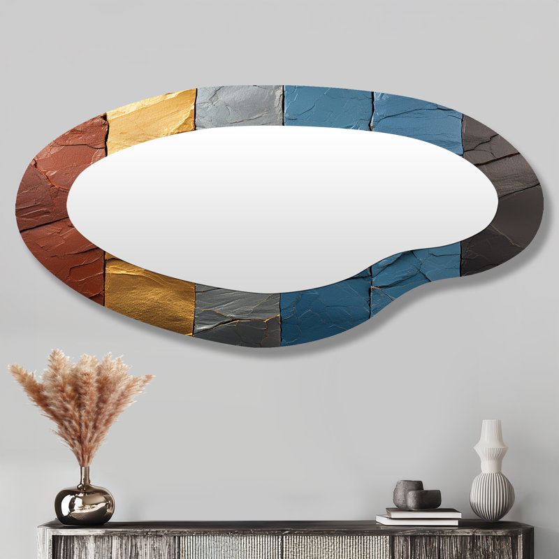 Boho earth element stones Mosaic I - Miroir mural bohémien à formes asymétriques
