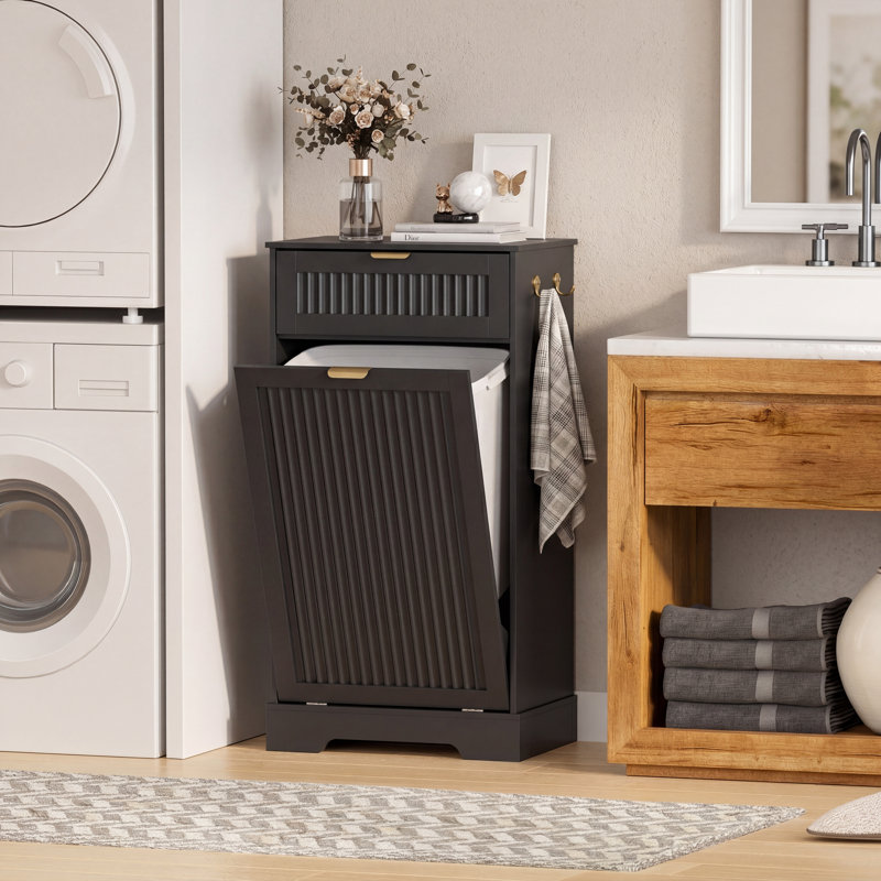 Armoire poubelle inclinable 13 gallons avec crochets Havant (ne pas inclure la poubelle), Noir, 13 gallons