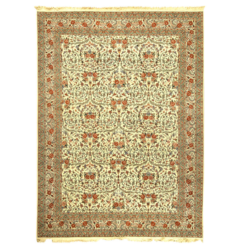 Tapis ivoire noué à la main de haute qualité