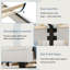  Structure de lit simple, structure de lit plateforme en lin avec tête de lit en tissu, support de lattes en bois massif, silencieux, sans sommier, assemblage facile, blanc