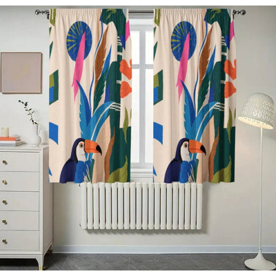 Tropical Toucan Pattern Blackout Curtains Set Of 2, 28 × 40