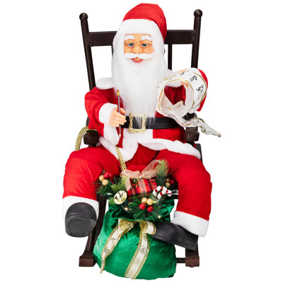 Décoration de chaise berçante animée et musicale à DEL avec père Noël - 32 po