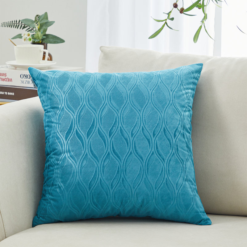 Velvet Ocean waves Velvet Geometric Throw Pillow, Blue