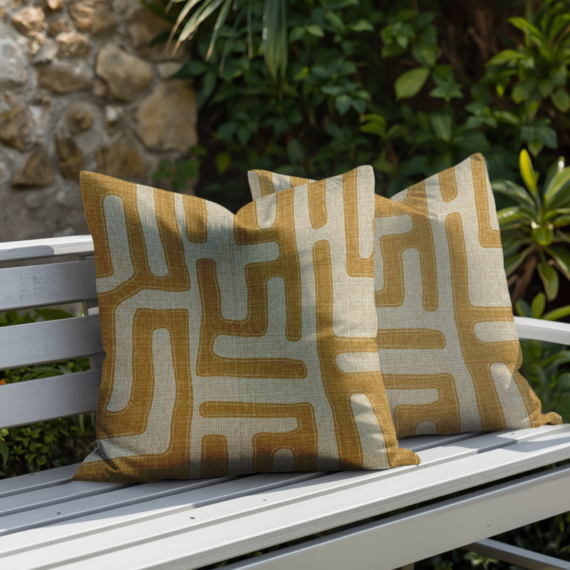 Coussin intérieur / extérieur Tiwa, 16 x 16, Carmel