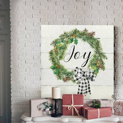Wreath Joy - Wrapped Canvas Print