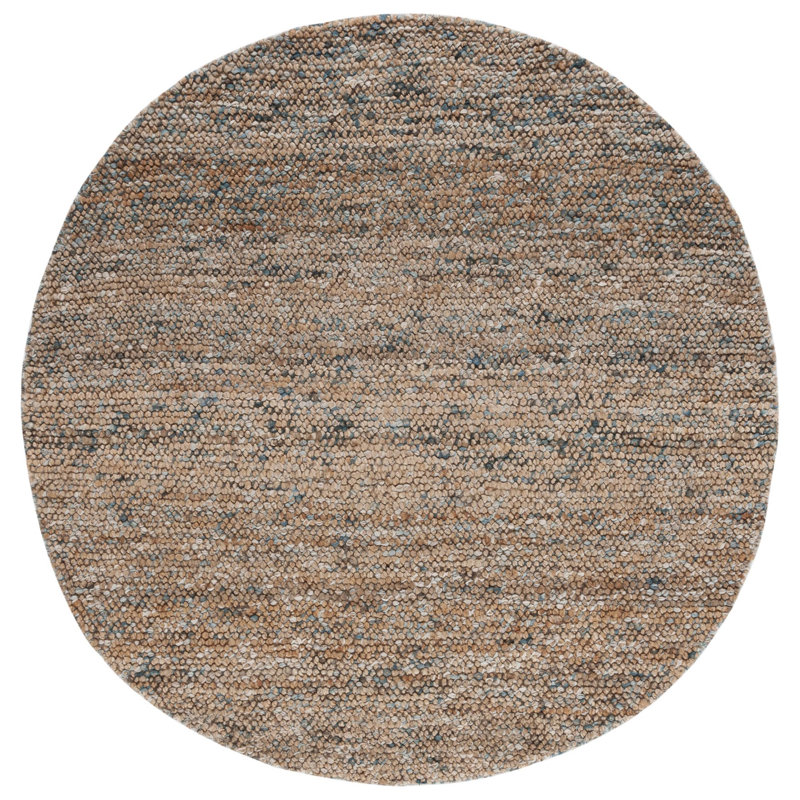 Stetson Hand Woven Jute/Wool Rug in Light Brown, Round 6'