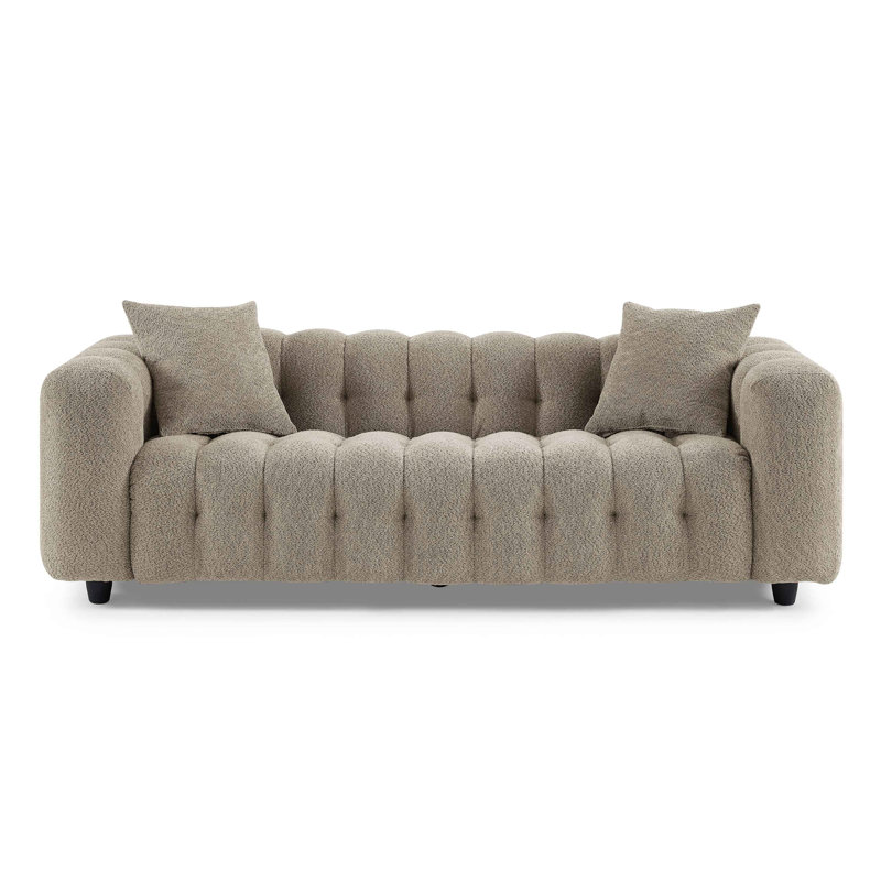 Lavance 227.1Cm Rolled Arms Chesterfield Sofa, Light Brown