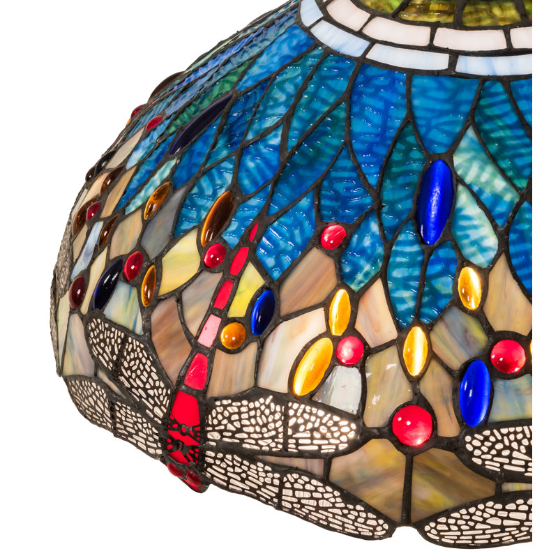 18" Wide Tiffany Hanginghead Dragonfly Shade, Green/Blue/Red/White