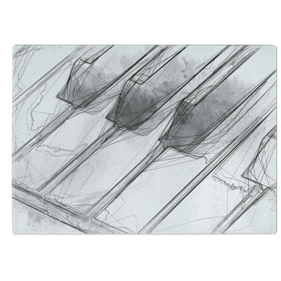Glass Keyboard Keys in Abstract Chopping Board