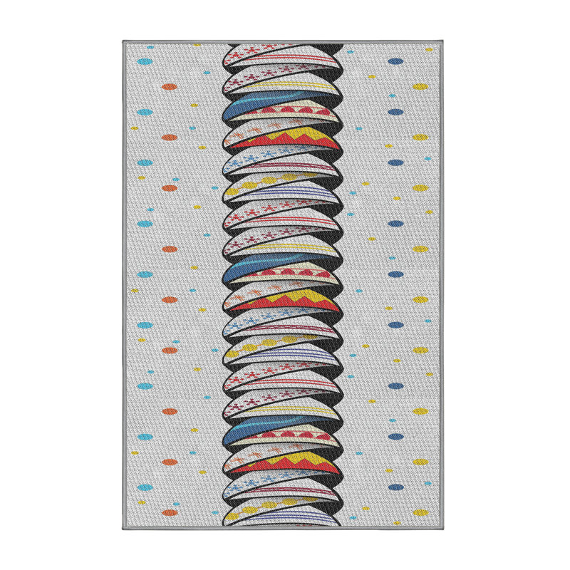 Tapis beige / rouge / bleu Power Loom, Rectangle 4 pi x 6 pi