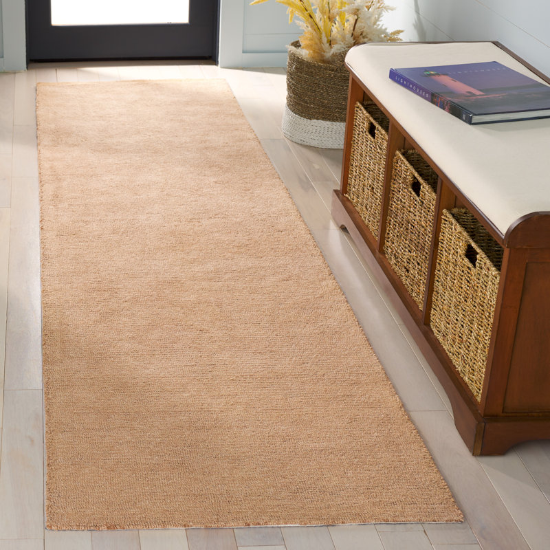 Merleen Natural Fiber Hand Tufted Jute Cotton Solid Color Rug in Natural/Brown, Runner 2'3" x 9'