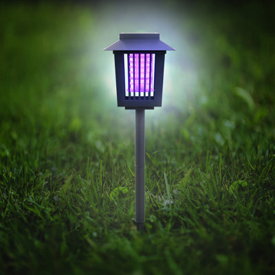 Solar-Powered Light and Insect Zapper - Dual LED/UV Outdoor Light Fixture with Stake for Gardens, Pathways, Patios, and Ponds by Pure Garden