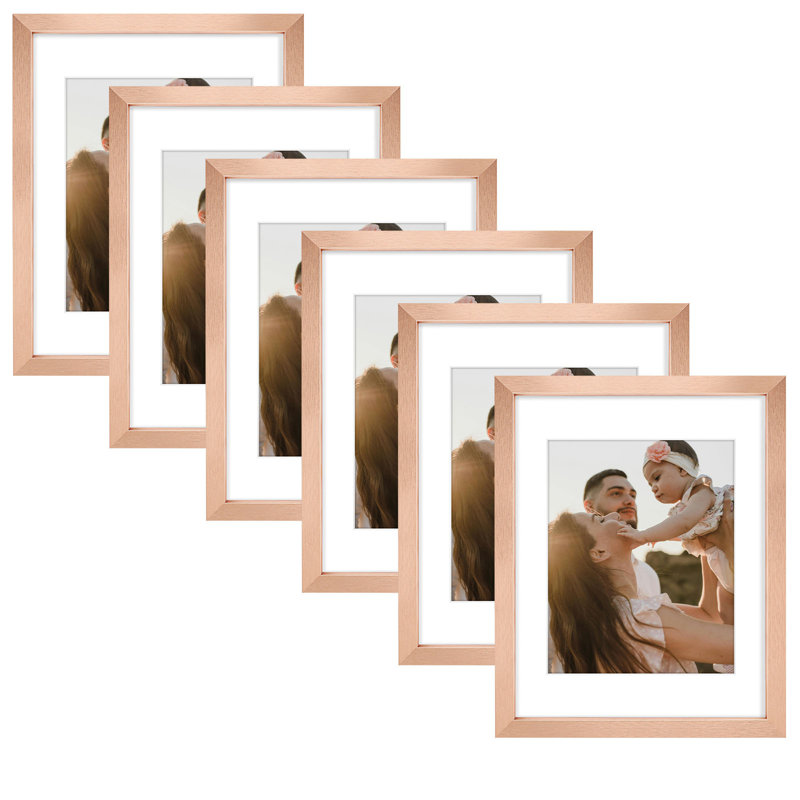 Gallery Frames, With Mat & Plexiglass, Wall/Tabletop Display, Rose Gold, 11" W x 14" H