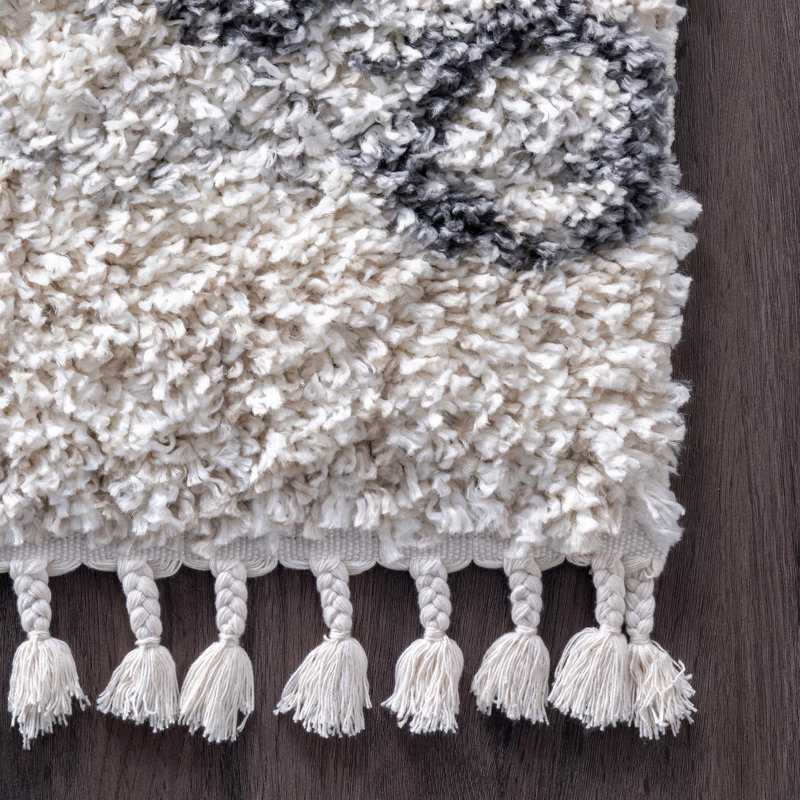 Tapis ivoire à motif géométrique Bibb, Rectangle 4 pi x 6 pi 8 po