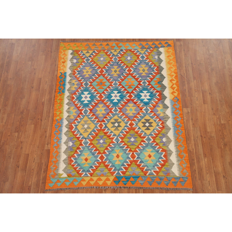 Kilim Reversible Wool Area Rug 5x6