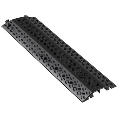 Couvercle de câble escamotable, capacité de charge de 17 500 lb / essieu, rampe de protection de tuyau de câble robuste, couvre-cordon de plancher, pour les zones à forte circulation, intérieur, extérieur, maison, bureau, entrepôt, 1 paquet