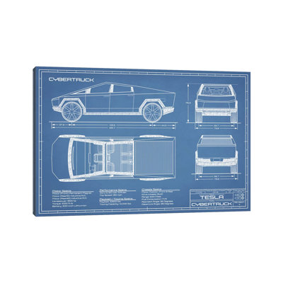 " Tesla Cybertruck (2020-2022) Blueprint "