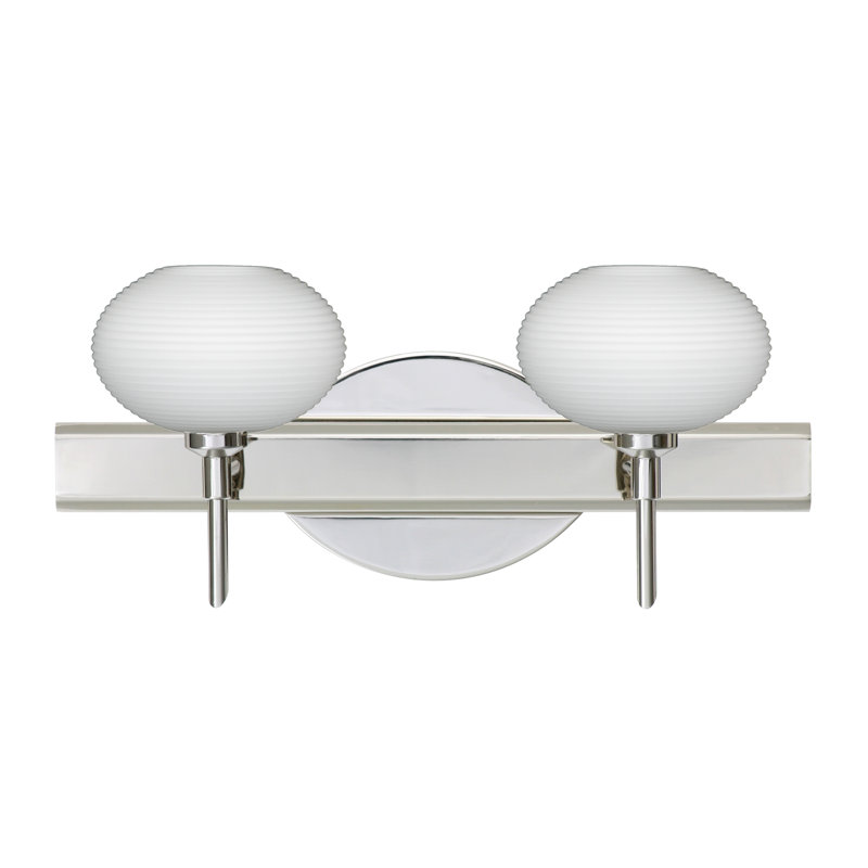 Éclairage pour meuble-lavabo 2 lumières Lasso, Nickel satiné, Opale matte, Incandescent