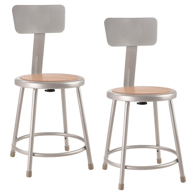 Tabouret en acier robuste avec dossier, gris, 33"
