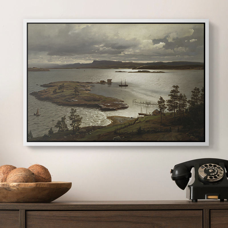 Le fjords de Sandviken (Sandviksfjords), 1879 - Hans Gude, toile tendue avec châssis, 16 x 24, Blanc