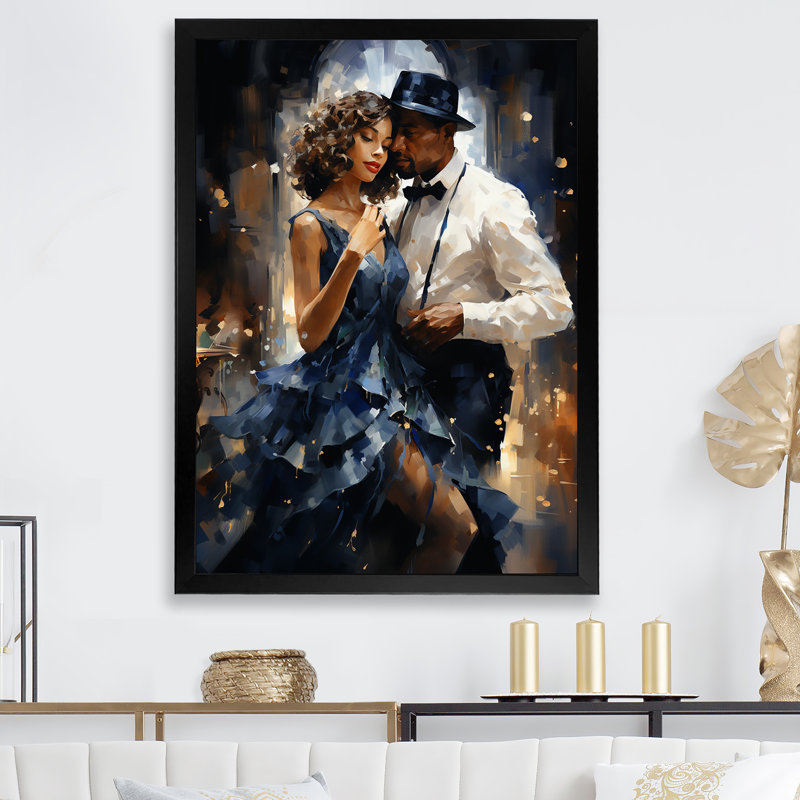 Harlem Renaissance Jazz Age Sonata Couple I, reproduction d'art sur toile, H 32 po x l 24 po x P 1 po, Cadre simple noir