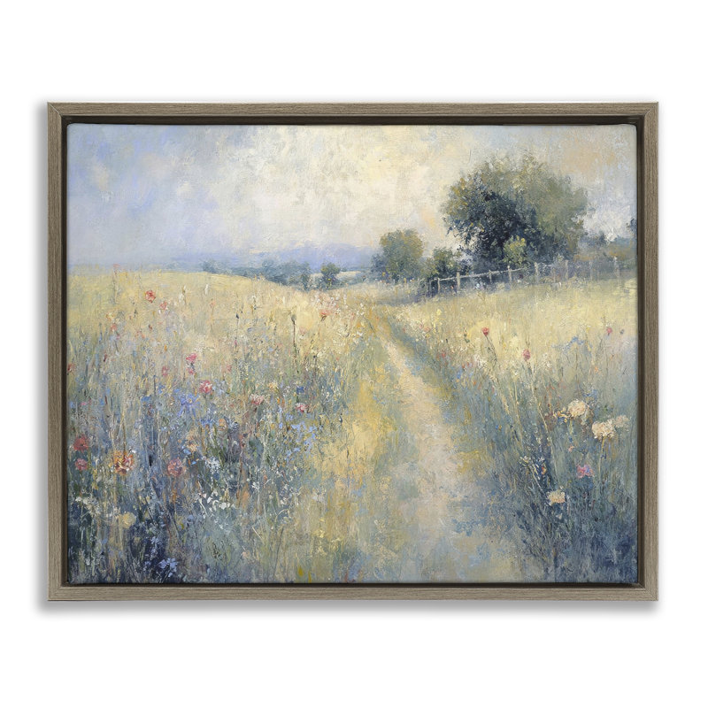 Chemin à travers le cadre flottant Wildflower Field, design par LSR Creative Studio, Cadre flottant orme Montalcino