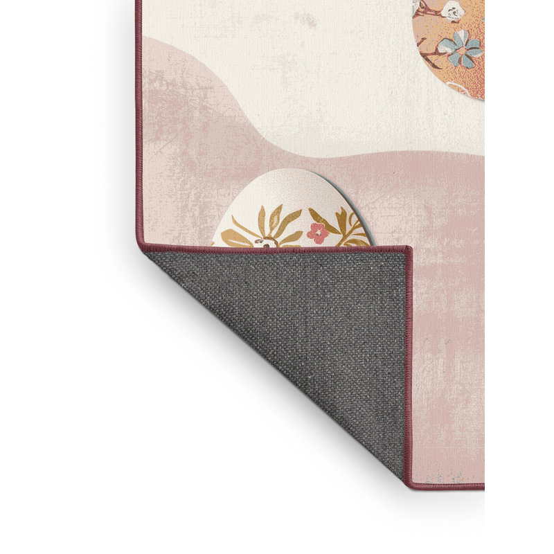 Soft Plush Eshelman Easter Modern & Contemporary Abstract Area Rug in Beige – Rose Binding, 2x4