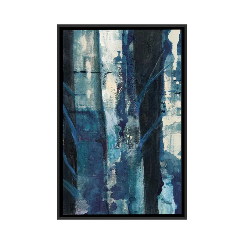« deep colors i indigo », reproduction sur toile, Toile avec cadre noir, Pas de tapis, H 48 po x l 32 po x P 1,5 po