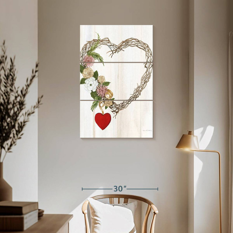 Hardie Rustic Valentine Heart Wreath I, 57" H x 36" W