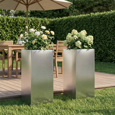 vidaXL Planter Raised Garden Bed Plant Pot Flower Pot Grey Weathering Steel