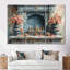 Puja indien moderne rose - ensemble de décoration murale d'art indien-107183510-107183516