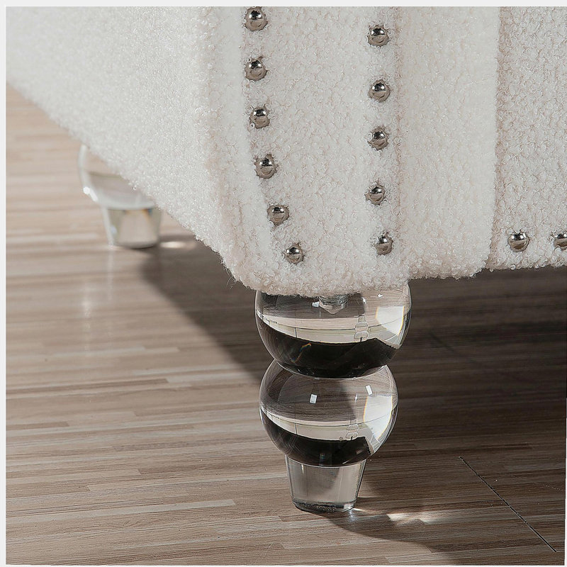Canapé Chesterfield 84,65 pouces, Blanc